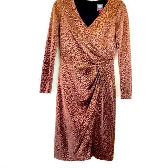 Stunning Vince Camuto Bronzed Animal Print Dress Size 14! - Picture 3 of 9
